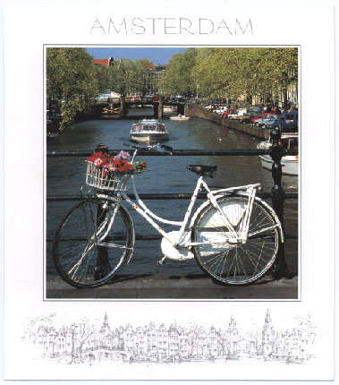 Ansichtskarte Amsterdam, mit Gracht und Fahrrad