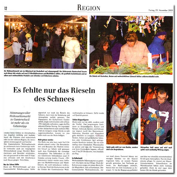 Zeitungsausschnitt vom 25. Nov. 2005