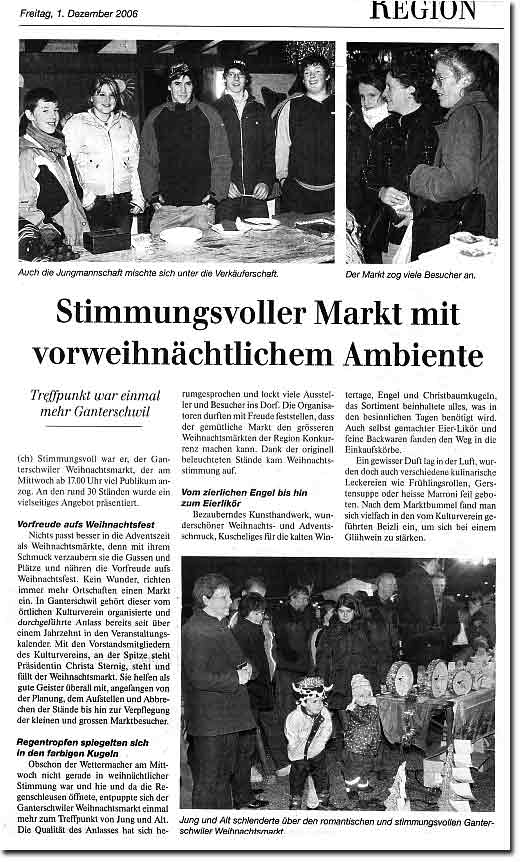 Zeitungsausschnitt vom 1. Dez. 2006