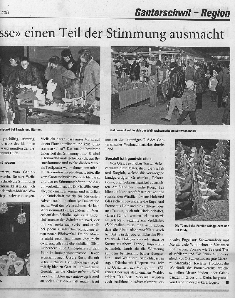 Zeitungsausbeitrag Alttoggenburger vom 26. November 2011 - Teil 2 von 2
