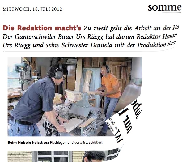 Die Redaktion machts - bei Urs und Daniela - Toggenburger Tagblatt Juli 2012